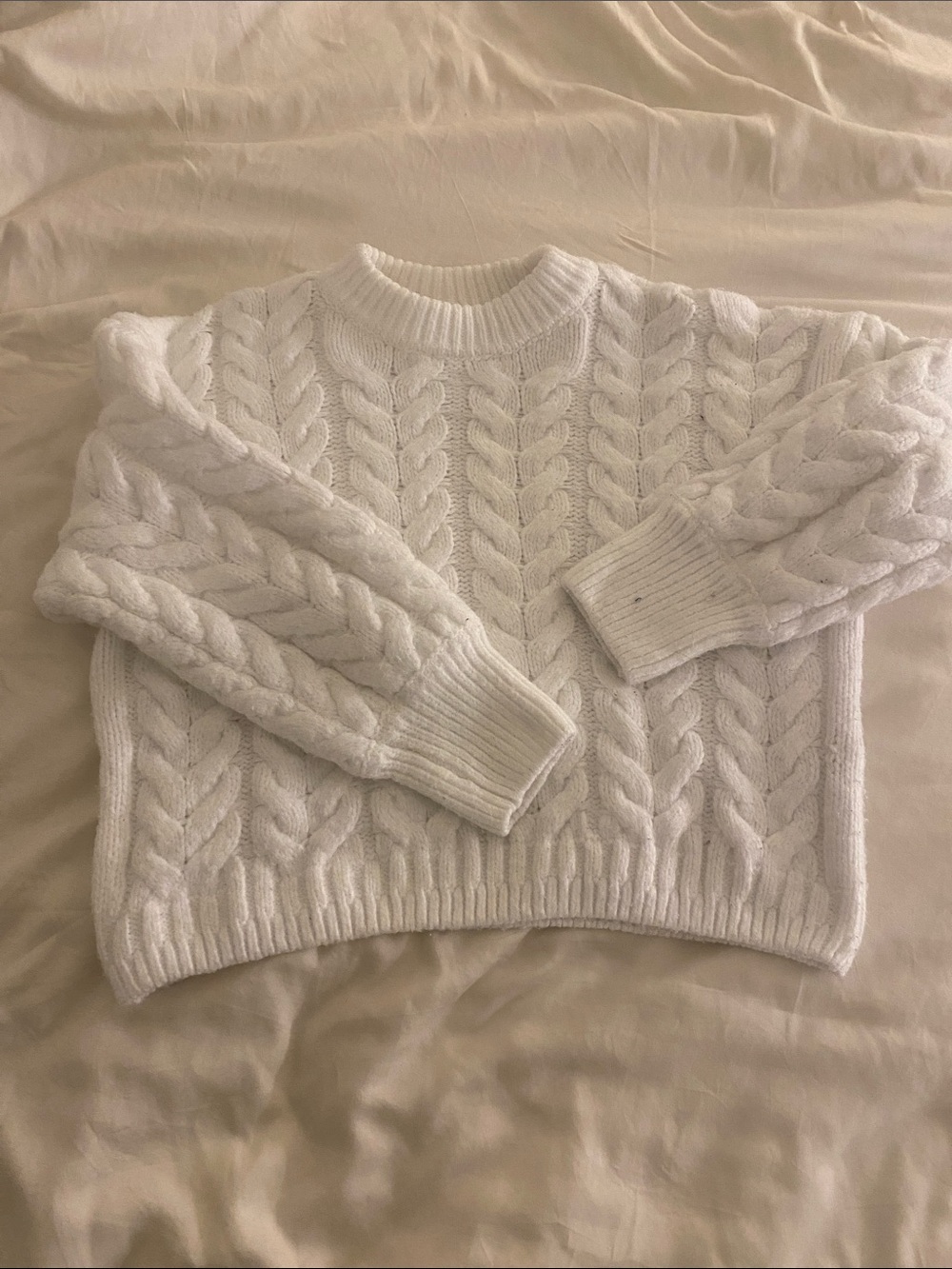 Ardene Cream Cable Knit Crewneck Sweater